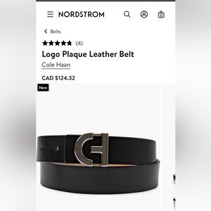 Cole Haan: Logo Plaque Leather Belt